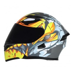 CASCO R7 RACING ABAT. AM/BCO/GRIS XL